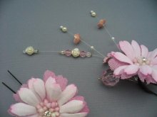 他の写真2: [着物・成人式・袴・卒業式・結婚式・ウェディング]花髪飾り さがり付き　ピンク