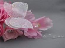 他の写真2: ウェディングブーケ　お揃い髪飾り　バラ&蝶々　ピンク&ホワイト/白