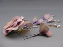 他の写真1: 花髪飾り さがり付き ピンク&パープル/紫