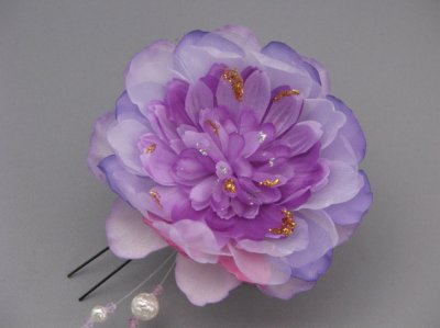 画像3: [着物・成人式・袴・卒業式・結婚式・ウェディング・パーティー]花髪飾り パールさがり付き パープル/紫&ピンク