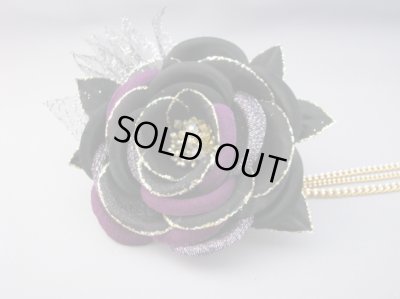 画像3: 髪飾り 着物 成人式 振袖 袴 卒業式 結婚式 七五三 ちりめん バラ 髪飾り ブラック 黒 パープル 紫