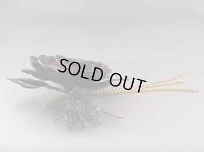 画像2: 髪飾り 着物 成人式 振袖 袴 卒業式 結婚式 七五三 ちりめん バラ 髪飾り ブラック 黒 パープル 紫