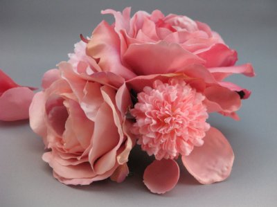 画像4: バラ&マム花髪飾り さがり付き ピンク