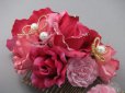 画像3: [着物・成人式・袴・卒業式・結婚式・ウェディング]バラ髪飾り ゴールドチェーン・パールさがり付き レッド/赤&ピンク (3)