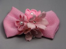 他の写真2: 七五三リボン髪飾り 桜&ちりめんつまみ細工 ピンク