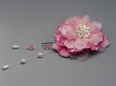 画像2: [着物・成人式・袴・卒業式・結婚式・ウェディング・パーティー]花髪飾り パール・ビーズさがり付き ピンク