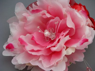 画像5: 髪飾り 着物 成人式 振袖 袴 卒業式 結婚式 七五三 芍薬 しゃくやく バラ 髪飾り さがり 付き レッド 赤 ピンク