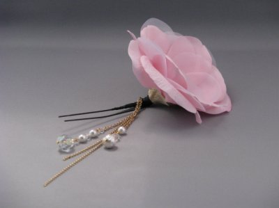 画像3: [着物・成人式・袴・卒業式・結婚式・ウェディング・パーティー]花髪飾り ビーズチェーンさがり付き ピンク