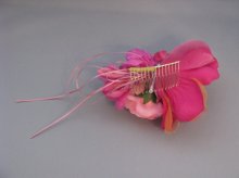 他の写真2: 花髪飾り リボンさがり付き ピンク