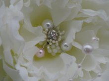 他の写真1: [着物・成人式・袴・卒業式・結婚式・ウェディング・パーティー]芍薬花髪飾り ダイヤ・パール付き ホワイト/白