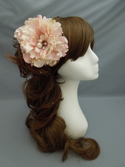 画像1: [着物・成人式・袴・卒業式・結婚式・ウェディング・パーティー]花髪飾り ダイヤ・パール付き ピンク