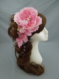 [着物・成人式・袴・卒業式・結婚式・ウェディング・パーティー]花髪飾り　花びらさがり付き　ピンク