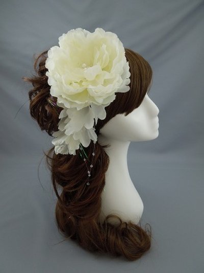 画像1: 髪飾り 着物 成人式 振袖 袴 卒業式 結婚式 七五三 花 髪飾り 花びら さがり 付き ホワイト 白