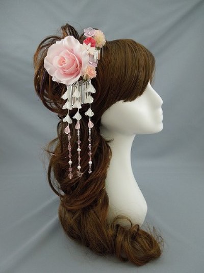 画像4: 七五三2点セット髪飾り　 ピンク　バラ