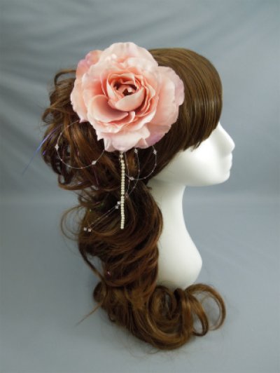 画像1: 髪飾り 着物 成人式 振袖 袴 卒業式 結婚式 七五三 バラ 髪飾り さがり 付き ピンク