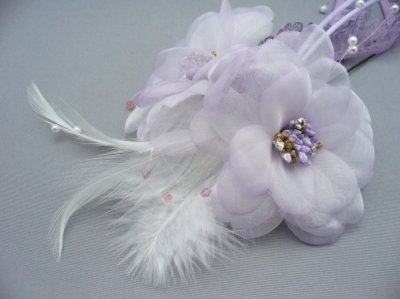 画像4: 髪飾り 着物 成人式 振袖 袴 卒業式 結婚式 七五三 花 髪飾り 羽 レース さがり付き パープル 薄 紫