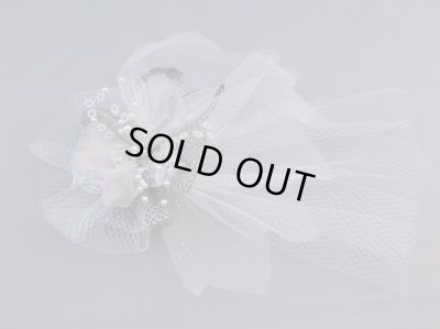 画像4: [着物・成人式・袴・卒業式・結婚式・ウェディング・パーティー]ロングチュール髪飾り　ホワイト/白・ブラック/黒&シルバーグレー