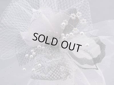 画像3: [着物・成人式・袴・卒業式・結婚式・ウェディング・パーティー]ロングチュール髪飾り　ホワイト/白・ブラック/黒&シルバーグレー