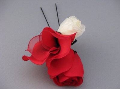 画像4: 髪飾り 着物 成人式 振袖 袴 卒業式 結婚式 七五三 バラ 花 髪飾り レッド 赤 ホワイト 白