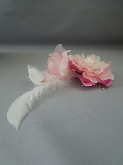 画像5: [着物・成人式・袴・卒業式・結婚式・ウェディング・パーティー]花髪飾り 羽飾り付き ピンク