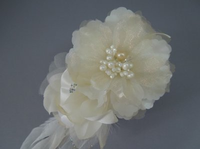 画像3: [着物・成人式・袴・卒業式・結婚式・ウェディング・パーティー]花髪飾り 羽飾り付き ホワイト/白