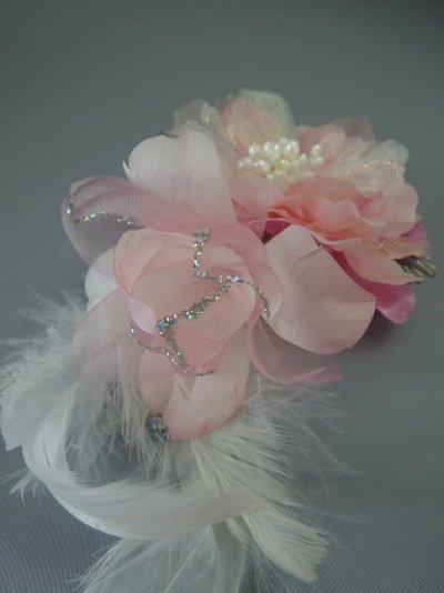 画像4: [着物・成人式・袴・卒業式・結婚式・ウェディング・パーティー]花髪飾り 羽飾り付き ピンク