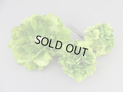 画像5: 髪飾り 着物 成人式 振袖 袴 卒業式 結婚式 七五三 大輪 芍薬 しゃくやく あじさい 花 髪飾り グリーン 緑 黄緑