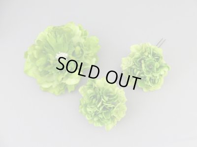 画像4: 髪飾り 着物 成人式 振袖 袴 卒業式 結婚式 七五三 大輪 芍薬 しゃくやく あじさい 花 髪飾り グリーン 緑 黄緑
