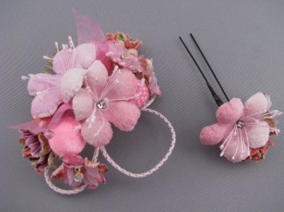 画像3: 髪飾り 着物 成人式 振袖 袴 卒業式 結婚式 七五三 ちりめん 桜 髪飾り ピンク