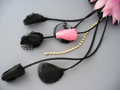 画像4: 髪飾り 着物 成人式 振袖 袴 卒業式 結婚式 七五三 花 髪飾り さがり 付き ブラック 黒 ピンク