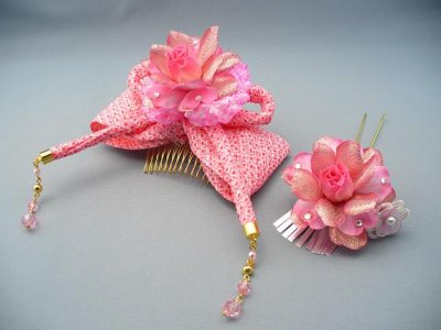 画像2: 髪飾り 着物 成人式 振袖 袴 卒業式 結婚式 七五三 リボン 髪飾り ピンク