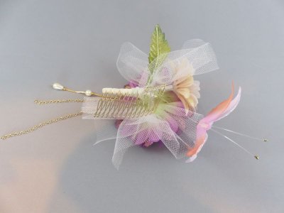 画像6: 髪飾り 着物 成人式 振袖 袴 卒業式 結婚式 七五三 蝶々 花 髪飾り パープル 紫 ピンク パール さがり付き 4点セット髪飾り