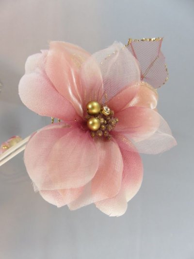 画像5: 髪飾り 着物 成人式 振袖 袴 卒業式 結婚式 七五三 ちりめん 花 髪飾り バラ つぼみ 花びら ビーズ さがり付き ピンク 4点セット
