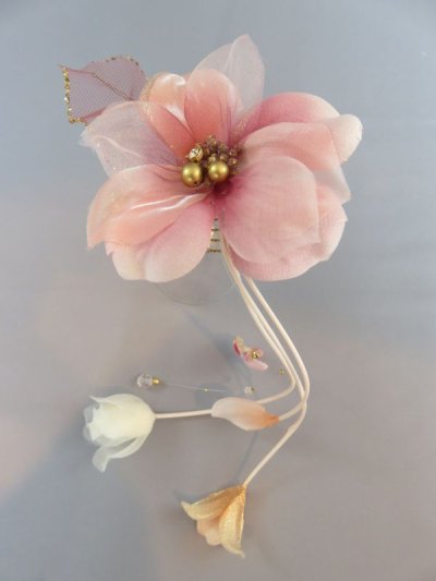 画像4: 髪飾り 着物 成人式 振袖 袴 卒業式 結婚式 七五三 ちりめん 花 髪飾り バラ つぼみ 花びら ビーズ さがり付き ピンク 4点セット