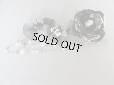 画像3: 髪飾り 着物 成人式 振袖 袴 卒業式 結婚式 七五三 バラ黒レース髪飾り ビーズ・小花・パールチエーン付き ホワイト 白 ブラック 黒