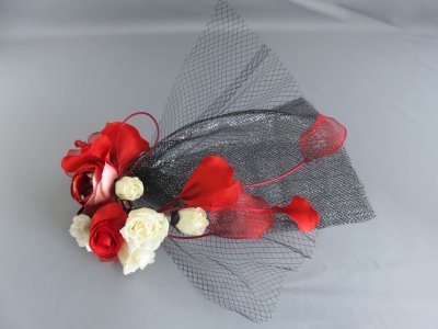 画像6: フラワーギフト．贈り物．プレゼントに最適． 壁飾り.サイドテーブル.花瓶に入れて.素敵なお部屋に変わります。花びら.花計16個，色は白．赤.エンジ.黒チュール.黒ネット