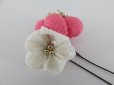 画像5: 髪飾り 着物 成人式 振袖 袴 卒業式 結婚式 七五三 ちりめん 小 花・紐花 髪飾り4点セットです。 ピンク ホワイト 白 (5)