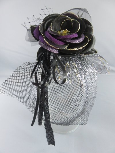 画像5: 髪飾り 着物 成人式 振袖 袴 卒業式 結婚式 七五三 ちりめん バラ 髪飾り ブラック 黒 パープル 紫(チュール4種類・リボン三種類の豪華な髪飾り製作しました。)
