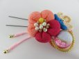 画像3: 髪飾り 着物 成人式 振袖 袴 卒業式 結婚式 七五三 ちりめん 小 花・.手毬ちりめん.マム花 髪飾り4点セットです。 ピンク.ワイン.ブルー .クリーム素敵な色合いです。 (3)