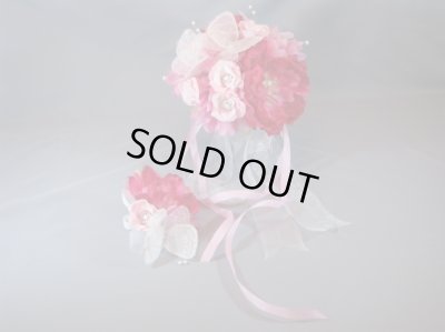 画像1: ウェディングブーケ（ラウンドブーケ・造花）　ピンク・ホワイト/白&レッド/赤