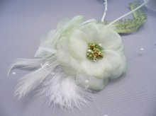 他の写真2: [着物・成人式・袴・卒業式・結婚式・ウェディング]花髪飾り 羽・レース・さがり付き　グリーン/薄緑