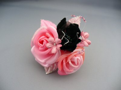 画像2: バラ髪飾り ピンク&ブラック/黒