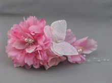 他の写真1: ウェディングブーケ　お揃い髪飾り　バラ&蝶々　ピンク&ホワイト/白
