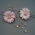 [着物・成人式・袴・卒業式・結婚式・ウェディング]花髪飾り さがり付き　ピンク