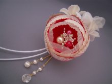 他の写真2: [着物・成人式・袴・卒業式・結婚式・ウェディング]花髪飾り　バラつぼみさがり付き　ホワイト/白&レッド/赤