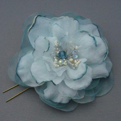 画像1: [着物・成人式・袴・卒業式・結婚式・ウェディング・パーティー]花髪飾り ライトブルー/水色
