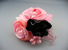 他の写真2: バラ髪飾り ピンク&ブラック/黒