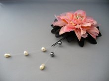 他の写真1: [着物・成人式・袴・卒業式・結婚式・ウェディング・パーティー]花髪飾り さがり付き ピンク&ブラック/黒