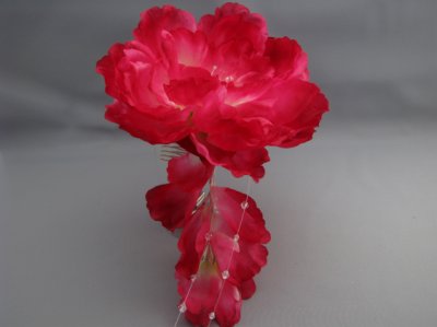 画像3: [着物・成人式・袴・卒業式・結婚式・ウェディング・パーティー]花髪飾り 花びらさがり付き レッド/赤