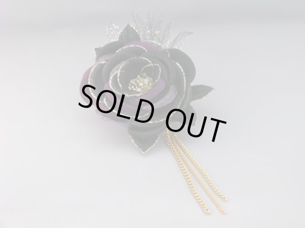 画像4: 髪飾り 着物 成人式 振袖 袴 卒業式 結婚式 七五三 ちりめん バラ 髪飾り ブラック 黒 パープル 紫